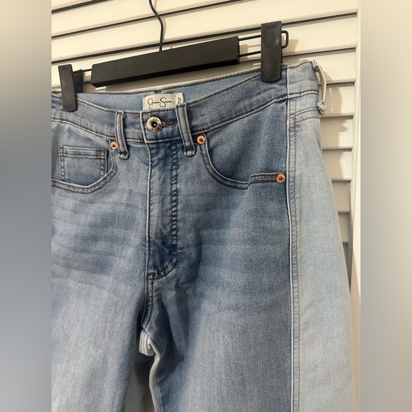 Jessica Simpson Bicolored Blue Denim Wide Legged Jeans, Size 4/27 - Picture 7 of 8